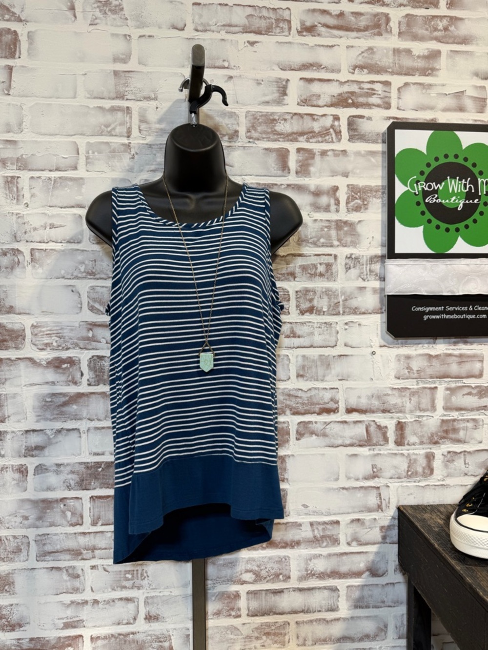 Olive & Oak Navy and White Striped Tank medium